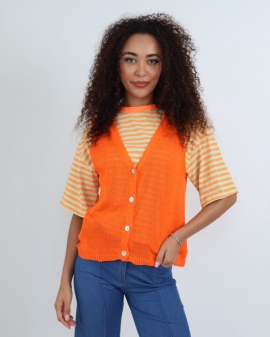 Fine Knit Button Through Cotton Waistcoat