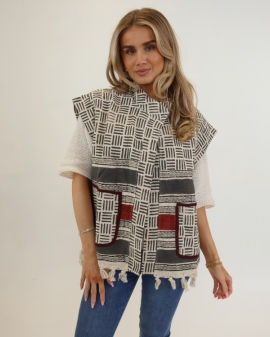 Printed Tapestry Tassel Hem Waistcoat