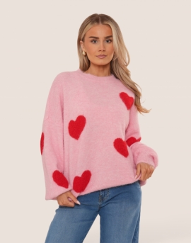 Heart Contrast Wool Blend Jumper