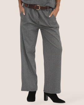 Brushed Herringbone Wide Leg Trousers