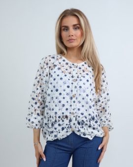 Polka Dot Crotchet Lace Gold Button Jacket