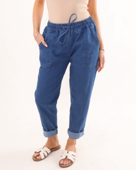 Exaggerated Pocket Denim Wash Skinny Trousers