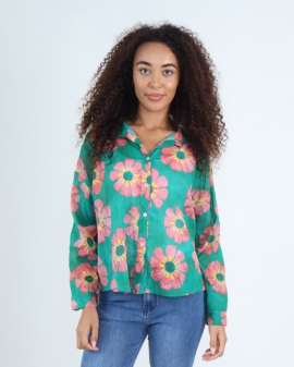 Lightweight Retro Floral Pattern Cotton Shirt