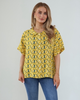Geometric Short Sleeve Linen Shirt