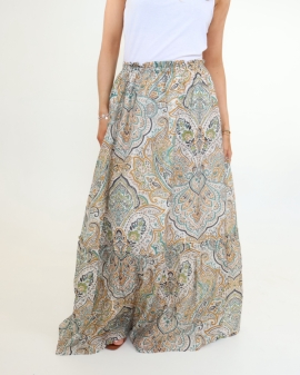 Paisley Frill Detail Maxi Skirt
